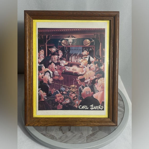 Carl Barks Framed Disney Ducks Saloon Scene Print Wall Art 11x9 Vintage Style - Picture 1 of 9